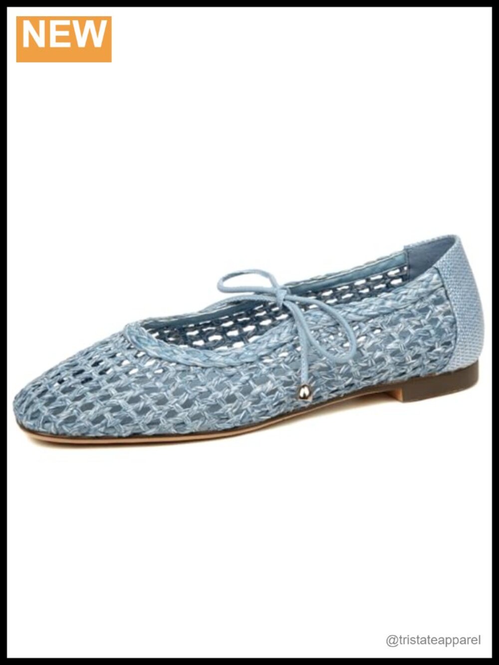 Woven Ballet Flats Mesh Square Toe Mary Jane Lace Up Ballerina